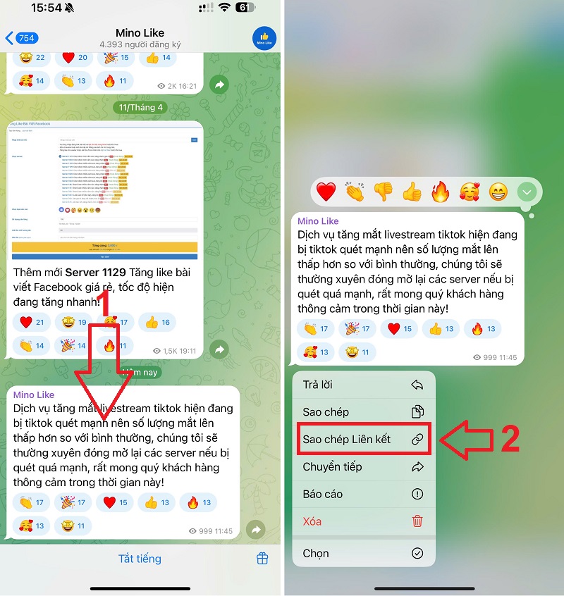 Cách lấy link bài đăng trong channel và group Telegram