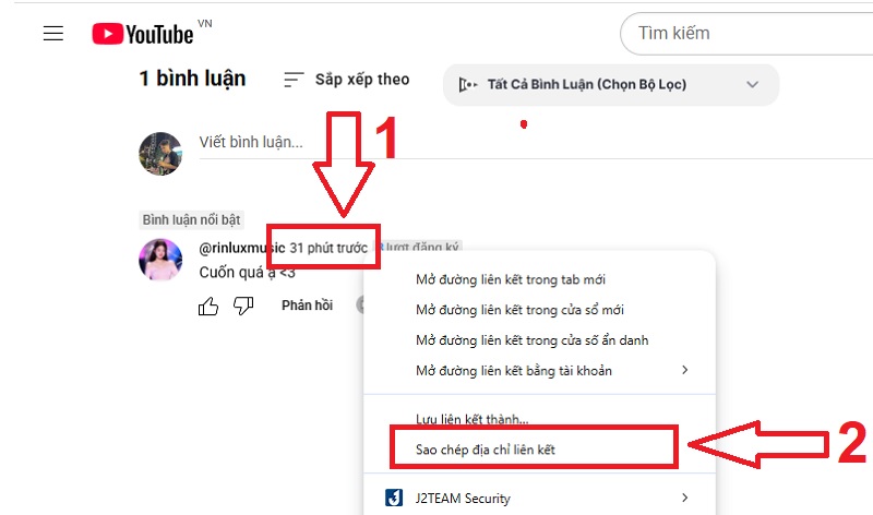 Cách lấy link comment Youtube trên máy tính