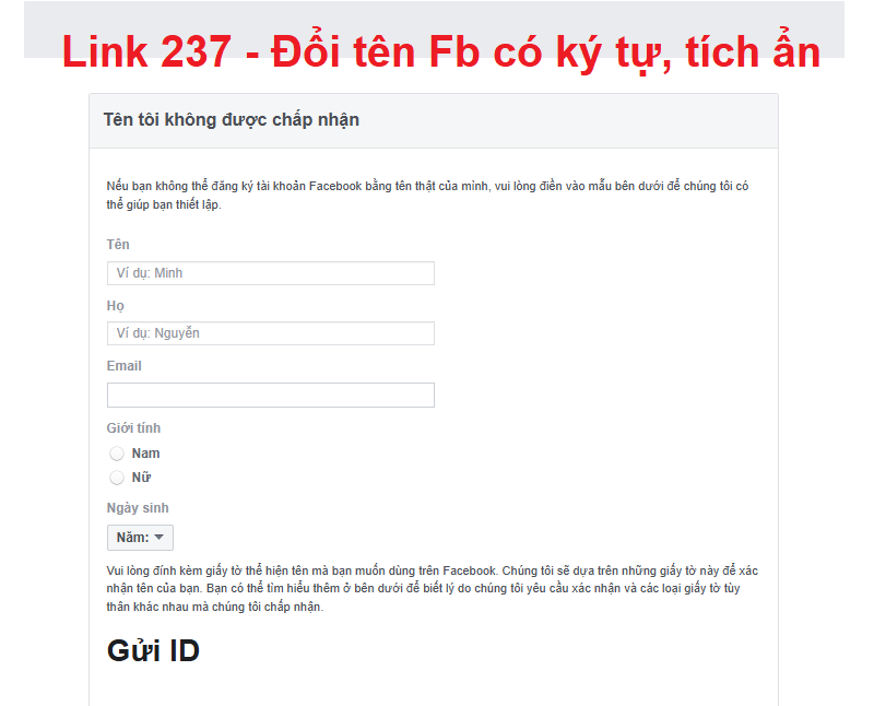 Cách đổi tên Facebook bằng link 237 siêu nhanh